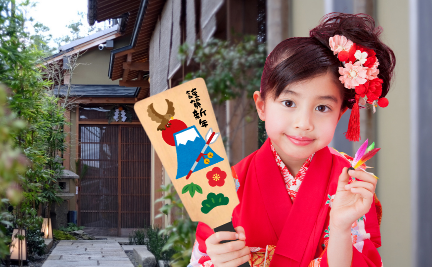 羽子板 昭和レトロ 昔の遊び 羽根つき お正月 女の子柄