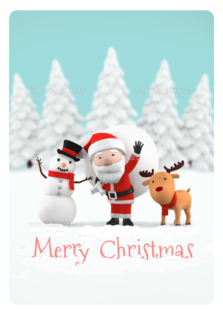 シンプルなサンタクロースとトナカイが並んでいるクリスマスカードのイラスト素材94200138- PIXTA