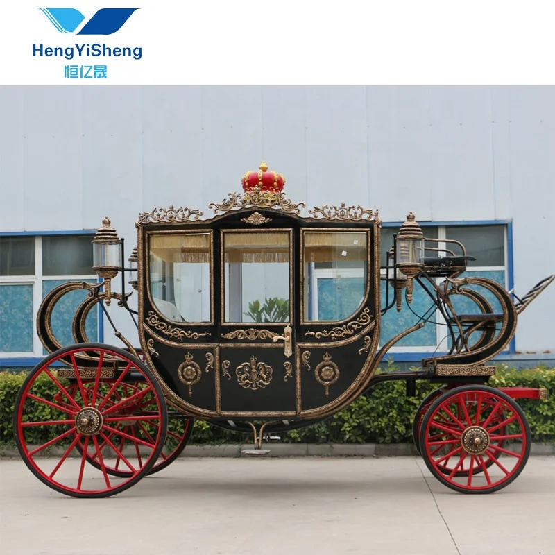 結婚式のロイヤル馬車販売のための電気馬車 中国製の販売のためのロイヤルゴールドの馬が描いた結婚式の馬車