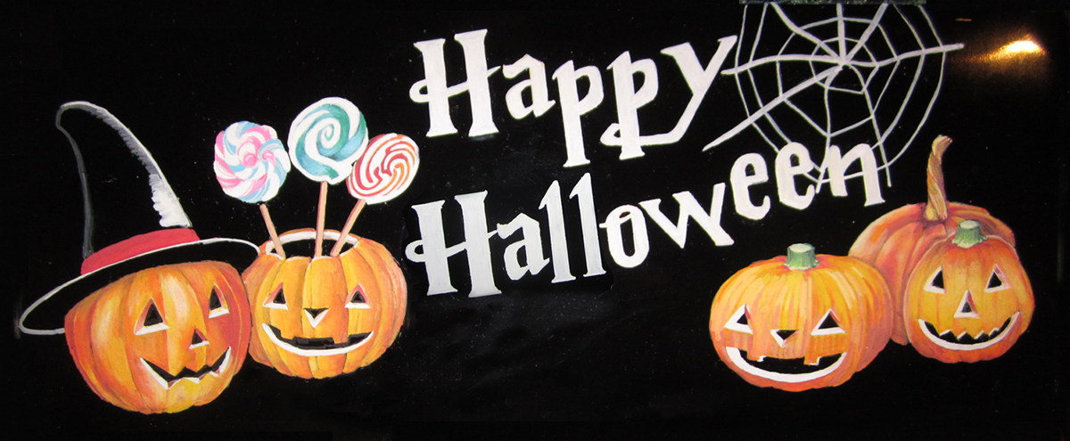 ハロウィンデコレーションのブラックボード＜10月・ハロウィン・ジャックオーランタン・かぼちゃ＞文字などを入れてハロウィンのPOPに使えるワンポイントイラスト無料イラスト素材TemplateBox