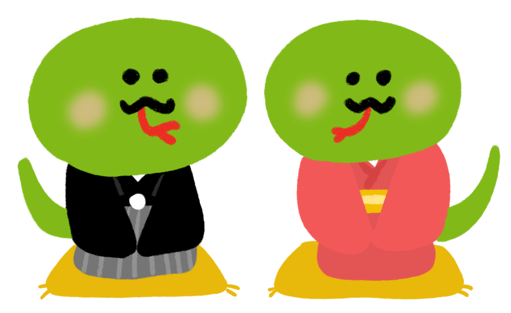 蛇のお正月年賀状：イラスト無料