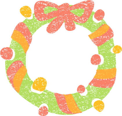 大きなリボンが付いたクリスマスリースのイラスト無料のフリー素材 イラストエイト