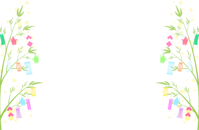 パステルカラーの七夕フレーム＜七夕・7月・年中行事・イベント・夏・笹飾り・デコレーション・枠・かわいい＞七夕に使えるフレーム素材無料イラスト素材TemplateBox