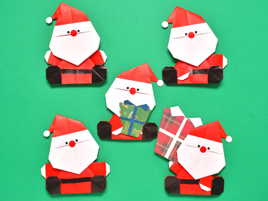 サンタのぼうし」の折り紙の折り方クリスマスの飾りつけに最適です