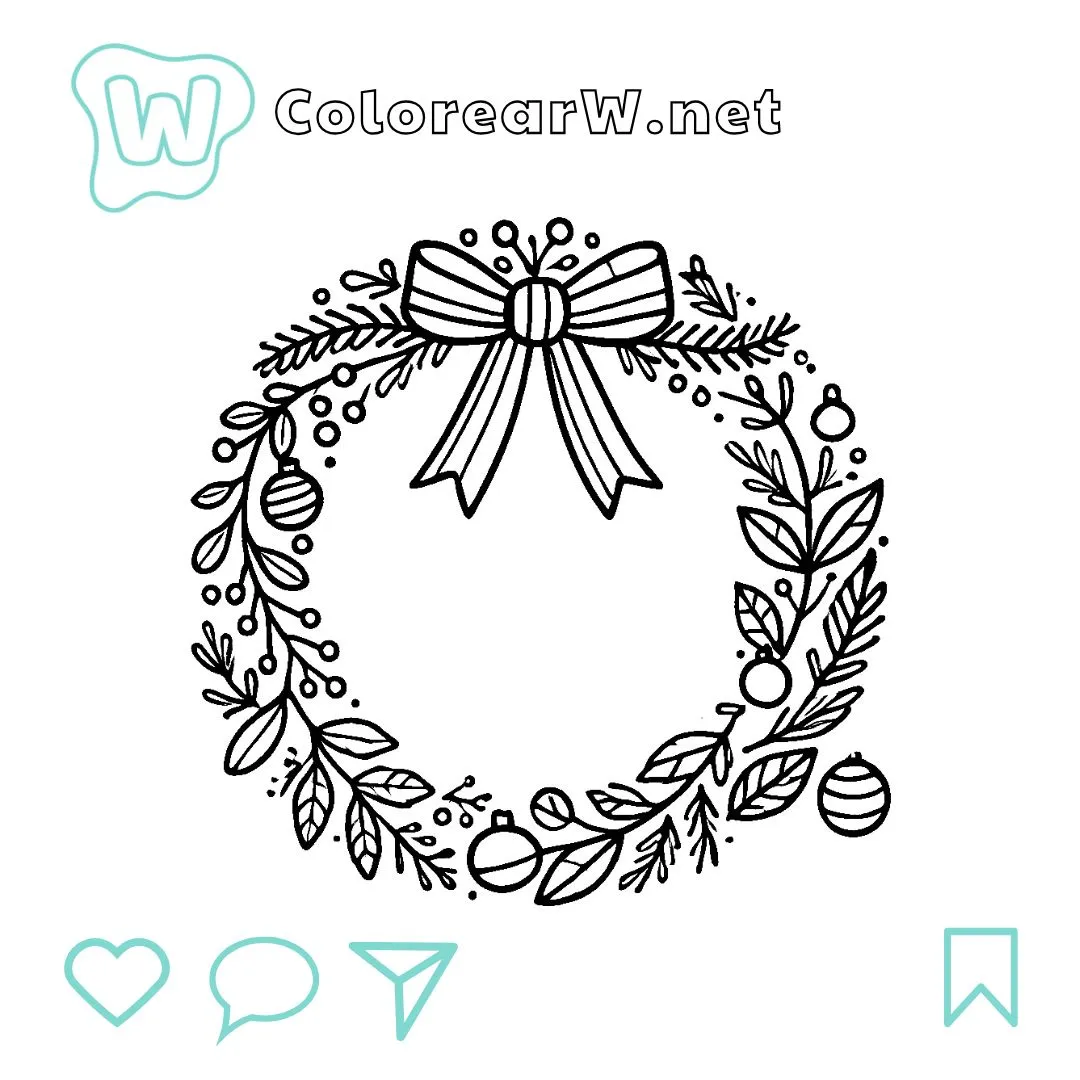 リース2 黒クリスマス飾り オーナメント のぬりえイラスト ぬりえプリント