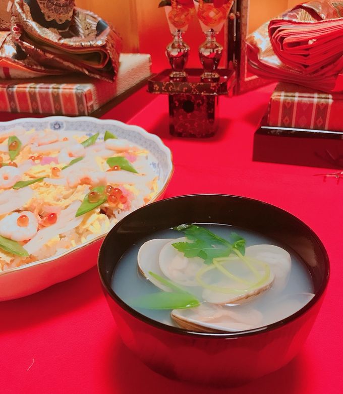 はまぐりと菜の花のお吸い物