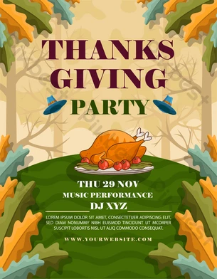 イベント感謝祭のチラシ テンプレートPremiumベクトル素材