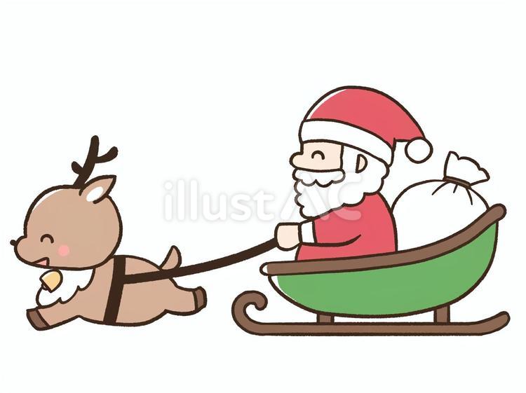 そりに乗って笑っているサンタさん。ベクトル イラスト。クリスマスの画像。Premiumベクトル素材