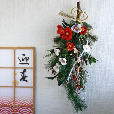 楽天市場 スワッグ お正月 松 若松 ドア飾り 水引 赤い実 新年 飾り 謹賀新年 お飾り 生花 : ＲＯＳＥＴＴＡ