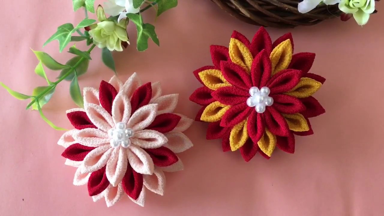 成人式に♪つまみ細工のオレンジの髪飾り つまみ細工 卒業式 成人