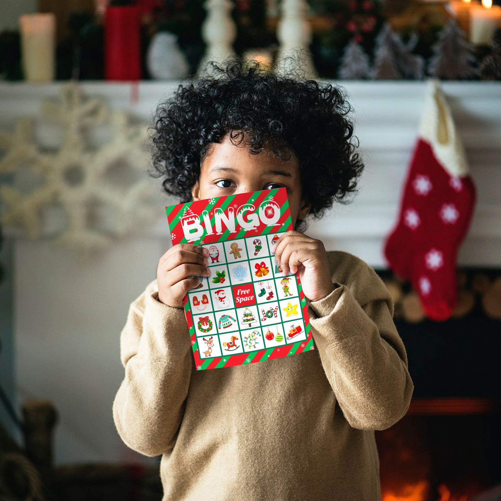 クリスマス・ビンゴ 印刷可能なゲーム トピックス 冬の祭りの語 ⁇ 言語の知識を練習するPremiumベクトル素材