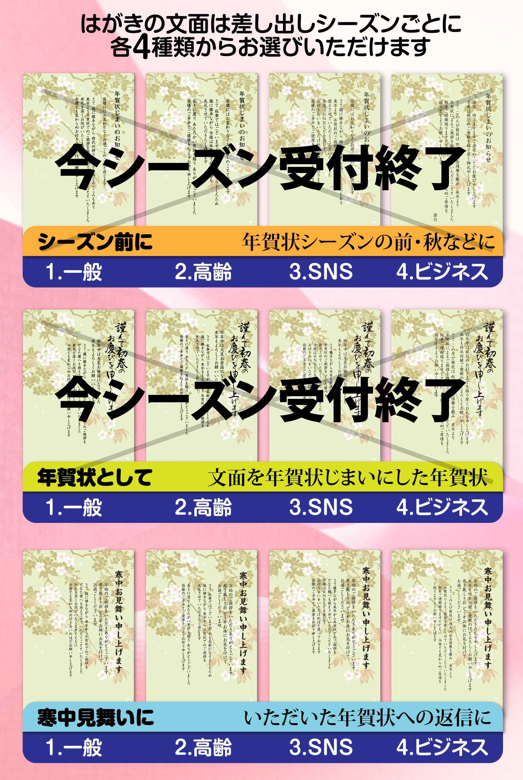 ショップレビュー☆4.95の安心対応 年賀状じまい 名入れ印刷 ご挨拶文の変更も無料 年賀じまい 年賀状へのお返し はがき 年賀状 じまい 寒中お見舞い寒中見舞い 終わり ハガキ 葉書 終活年賀状 印刷済み 例文 イメージ確認 校正あり 校正付き デザイン 送料無料