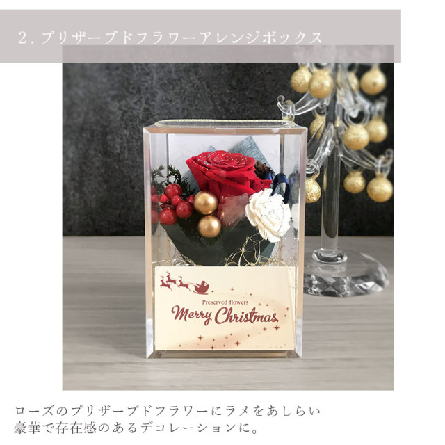 プリザーブドフラワー アレンジメント クリスマス フルール ノエル 結婚祝い ドライフラワー 恋人 ギフト 女性 クリスマスアレンジ テーブルフラワ