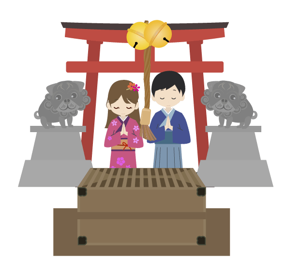 初詣イラストなら、小学校・幼稚園向け・保育園向けのかわいい無料イラストお試しフリー素材 カット がいっぱいの安心サイトへどうぞ