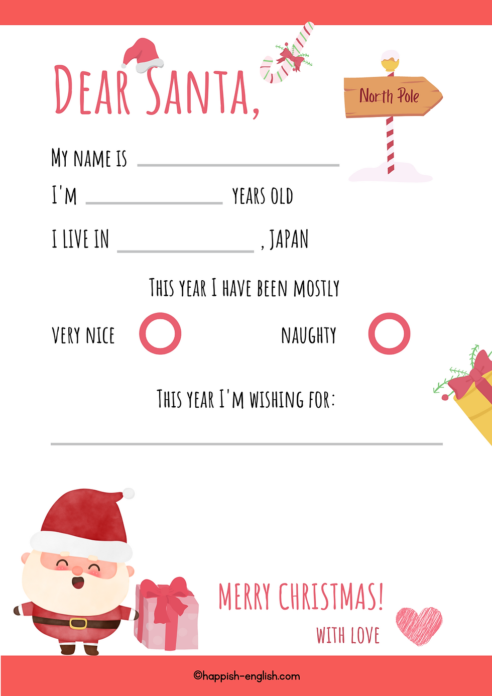 サンタクロースからの手紙 英語 クリスマスカード 手書 お名前付 筆記体 サンタ サンタ