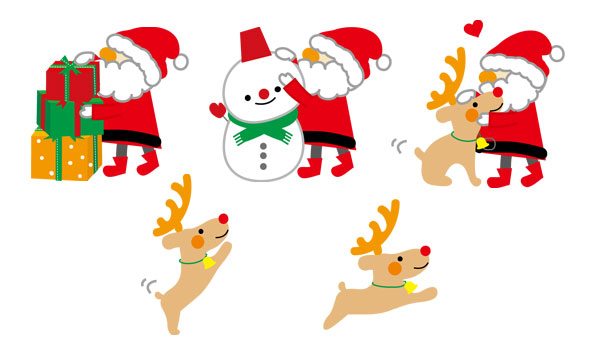 ソリに乗るサンタ マスク着用 とトナカイのイラスト - フリー素材集「イラストのっく」