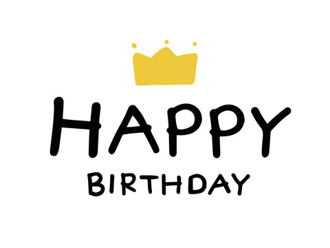 笑顔マーク入り「HAPPY BIRTHDAY」文字イラストのフリー素材イラストイメージ