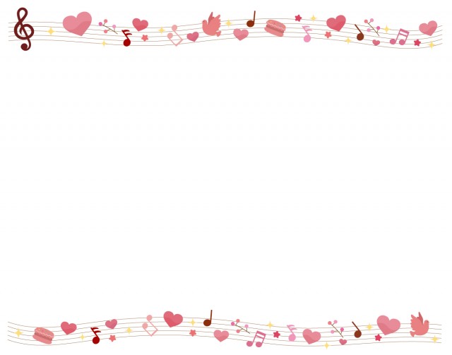 ハート 赤・ピンク の上下バレンタインフレーム飾り枠イラスト無料イラスト かわいいフリー素材集 フレームぽけっと