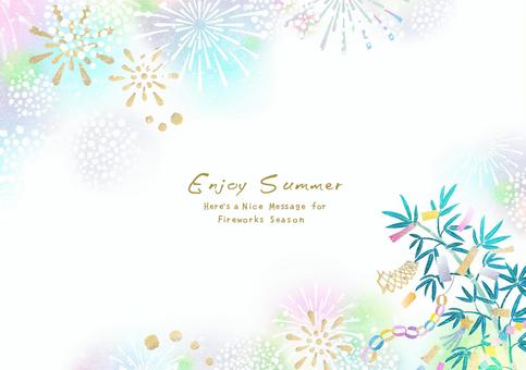 七夕の短冊と笹の葉のイラストフリー素材 イラストミント