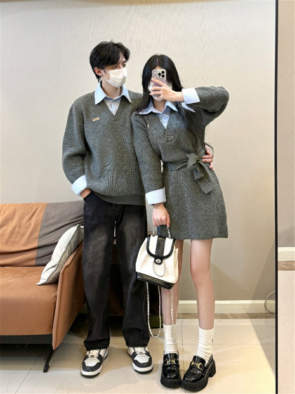 ミッキーミニーニット 2点セットカップルコーデクリスマスディズニー - メルカリ