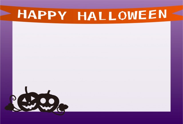 おしゃれハロウィンメッセージカードデザイン_モノトーンガーランドイラスト無料テンプレート81049素材Good