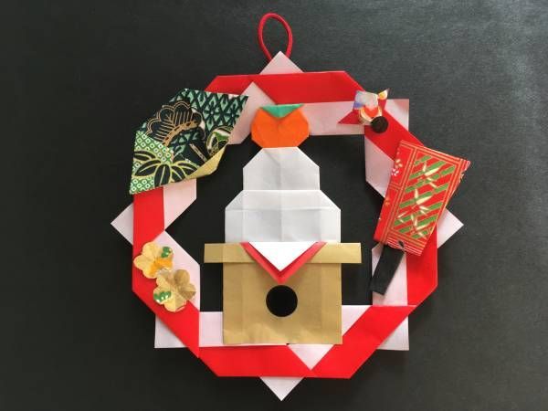 折り紙お正月リース＊鶴・ブルー リース ケロティ 只今、発送まで10〜15日通販 13108734Creema クリーマ