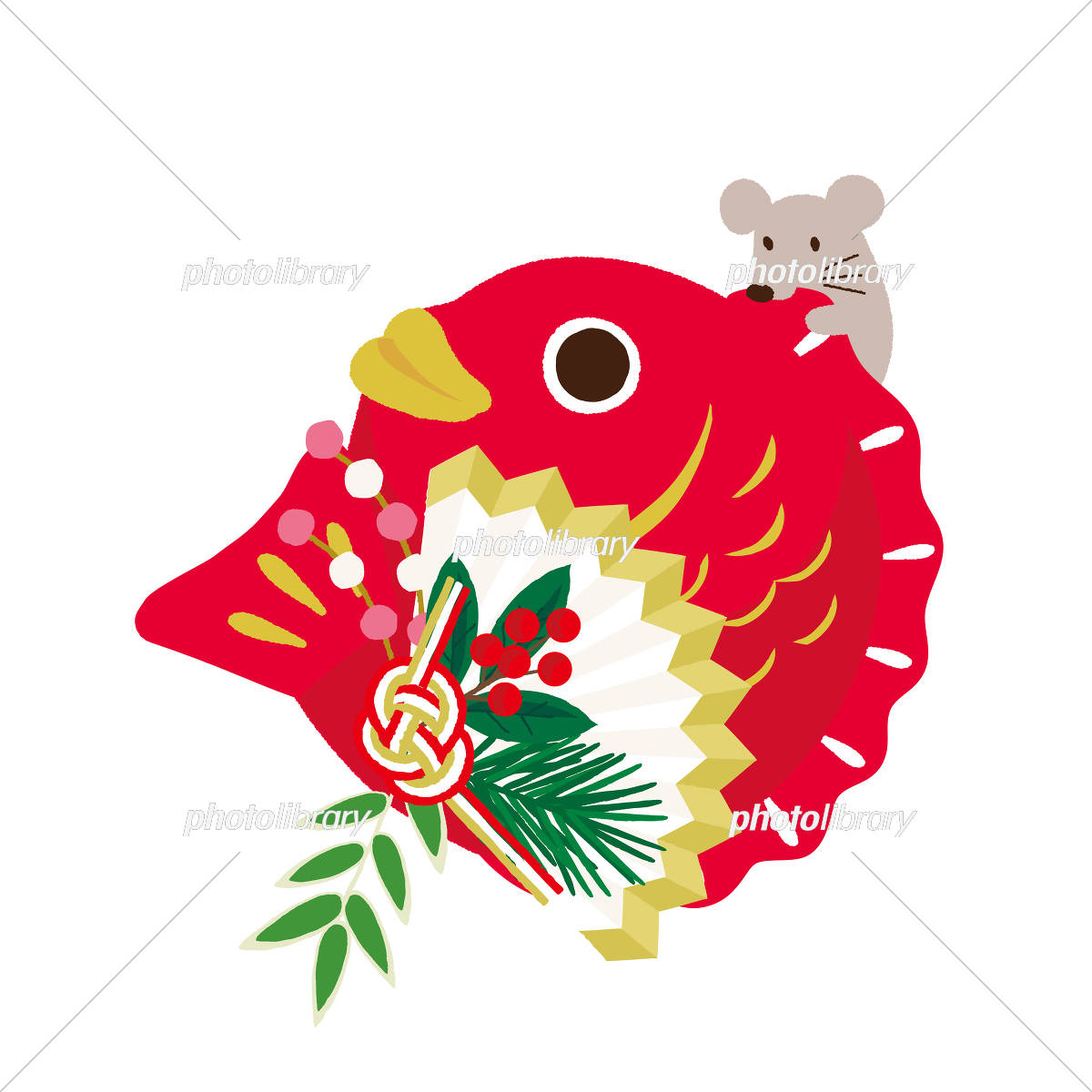 手描きタッチの飛び跳ねる鯛 かわいい めでたいイラスト無料フリー84863素材Good