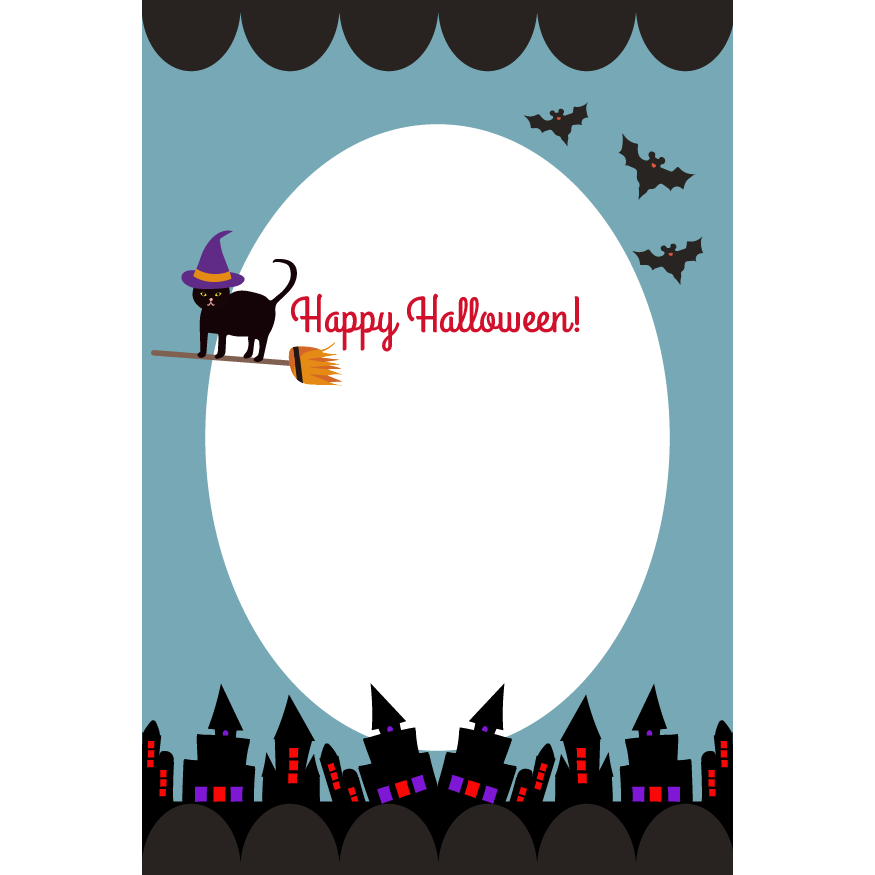 大人かわいい！ハロウィンのグリーティングカード イラスト商用フリー 無料 のイラスト素材なら「イラストマンション」