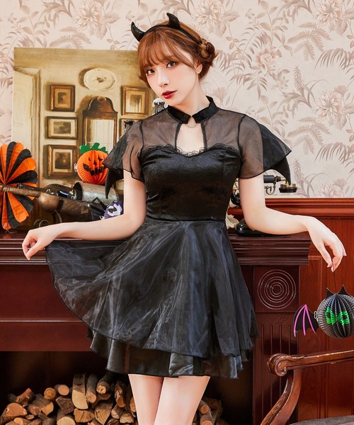 かわいいハロウィンのコスプレ衣装ハロウィンオフショルダーコスメイドロリータドレス