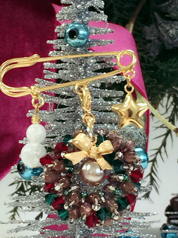 ビーズクロッシェ アクセサリーキット クリスマスリースのブローチ Fraw-317 堤まさみオリジナルKN– 毛糸蔵かんざわ