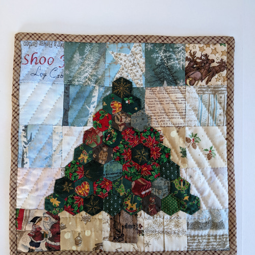 クリスマス風景パッチワークアップリケキルトタペストリー - クラフト・布製品在庫 処分 セール 通販