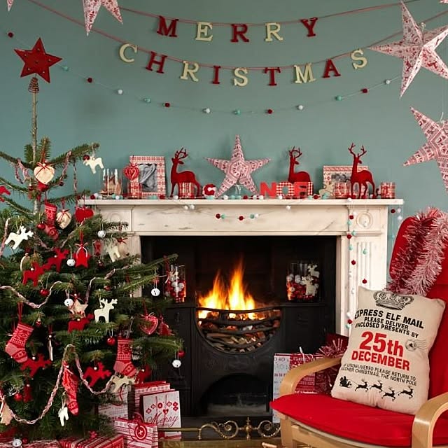 暖炉 クリスマスのおしゃれなアレンジ・飾り方のインテリア実例RoomClip ルームクリップ