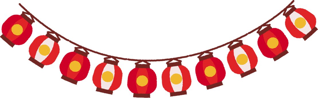 夏祭りの提灯と花火無料イラスト素材素材ラボ