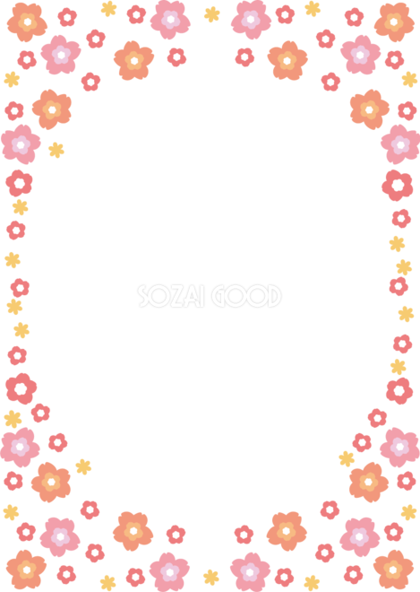 春向けポップなさくらフレーム・お花見、春の写真フレーム 手紙用素材フレーム 飾り枠 Decome