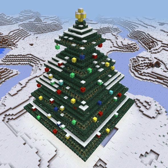 Minecraft 超簡単！クリスマスツリーにもなる木の作り方 建築