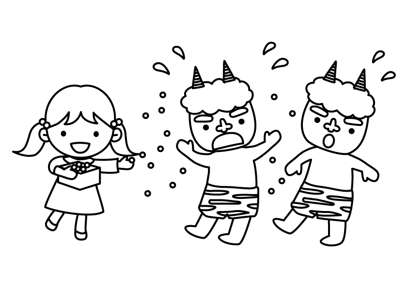 節分の鬼の塗り絵が無料！ぬりえワールド