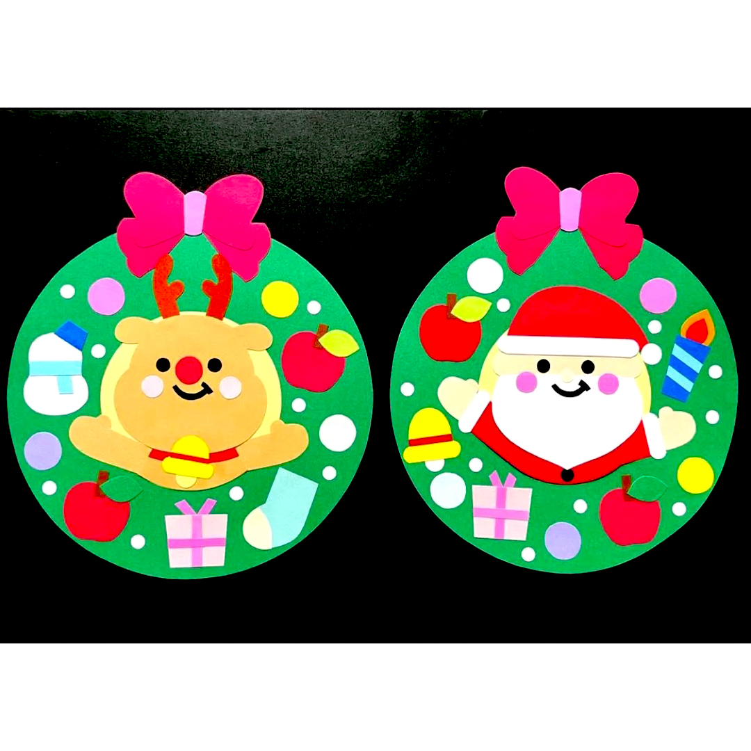 壁面飾り クリスマス サンタさん トナカイ リース ソリ オーナメント 12月 −Cセット- - oiccraftminne byGMOペパボ国内最大級のハンドメイド・手作り通販サイト