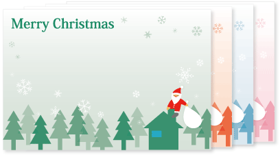 無料素材プレゼントを持ったサンタクロースが可愛いクリスマスカードのイラストテンプレート