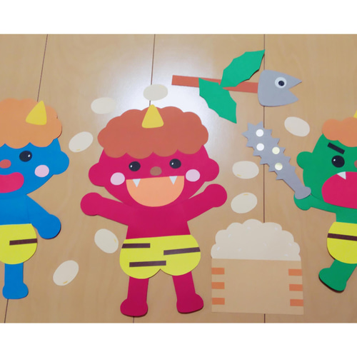 冬 豆まき 節分 壁面 壁面飾り 無料ダウンロード型紙で「節分 おに」の壁面