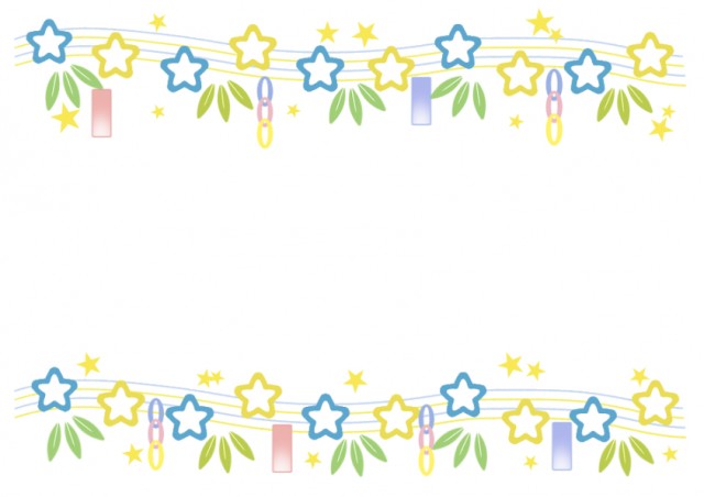 七夕のフレーム枠 キラキラ 白黒 の無料イラスト – かわいいフリー素材屋「いらすと係」