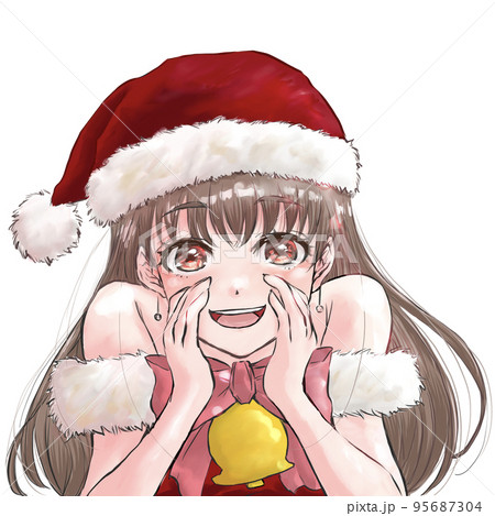 サンタコスプレの女の子 似顔絵 イラストのフリー素材イラストイメージ