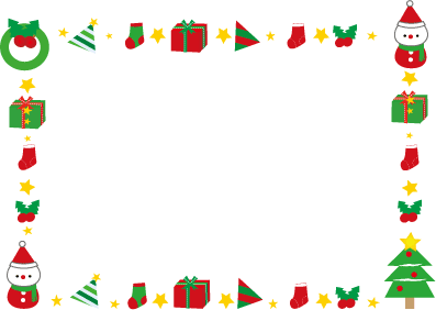 クリスマスラインセット：イラスト無料