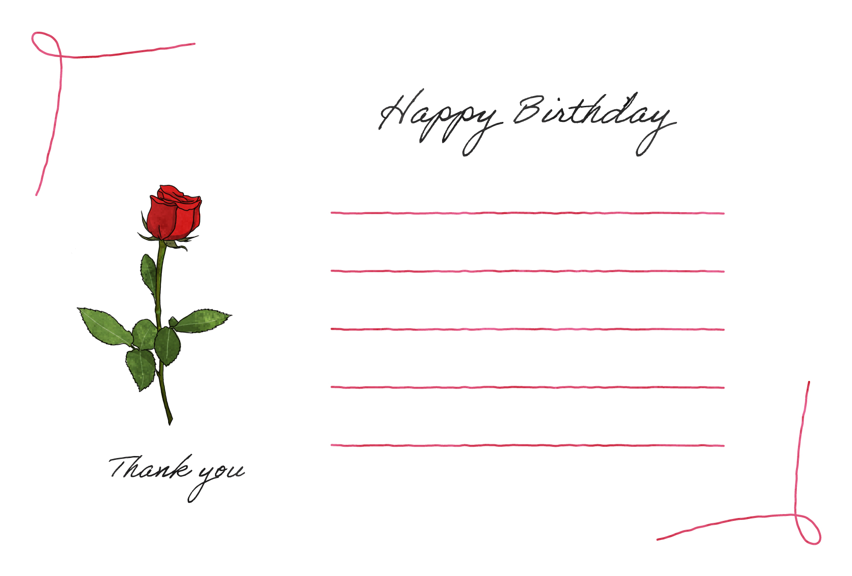 バースデーカードテンプレート「お花の飾り枠」ダウンロードかわいい無料イラスト 印刷素材.net