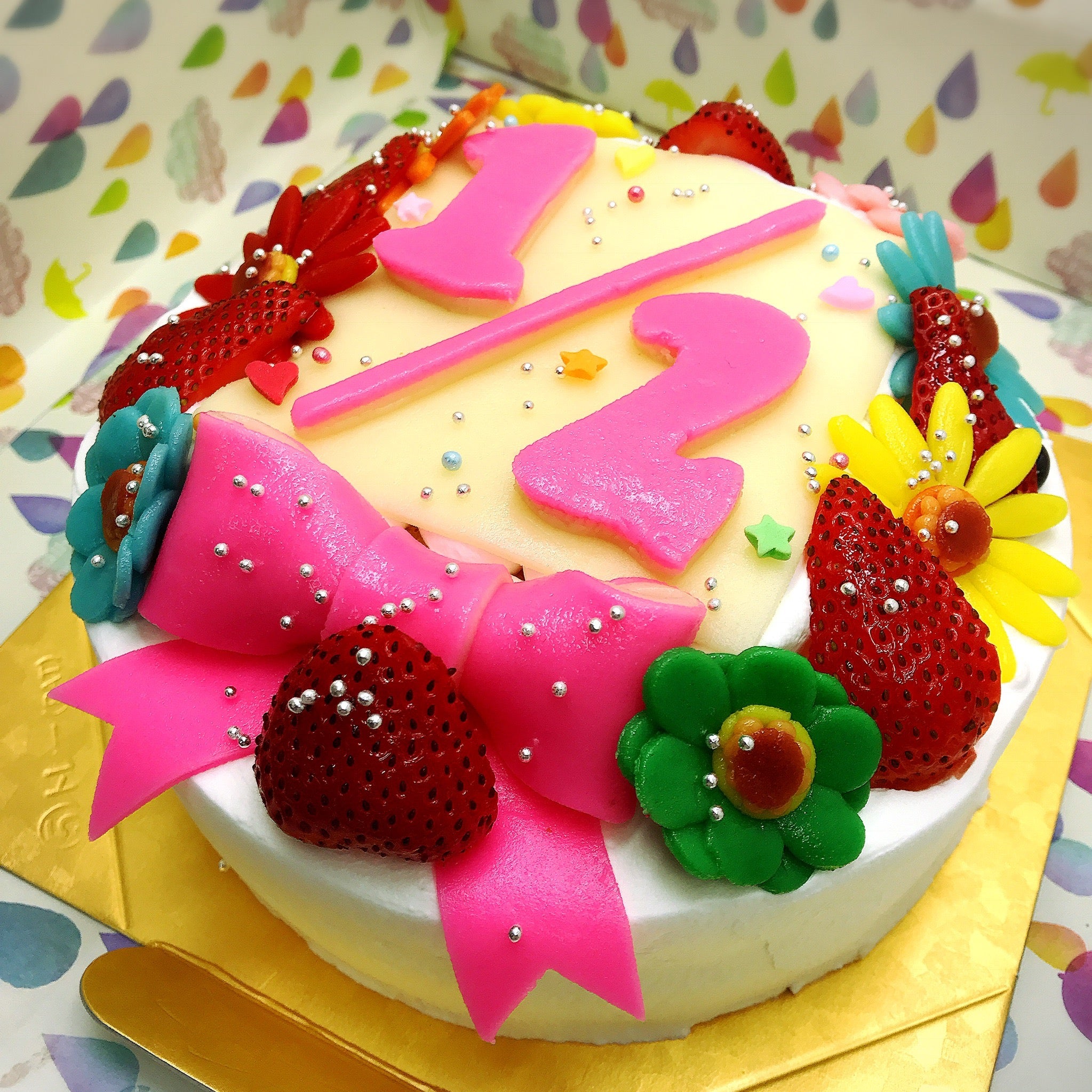 木製ケーキトッパー 1 2 ハーフバースデーAmmyMade