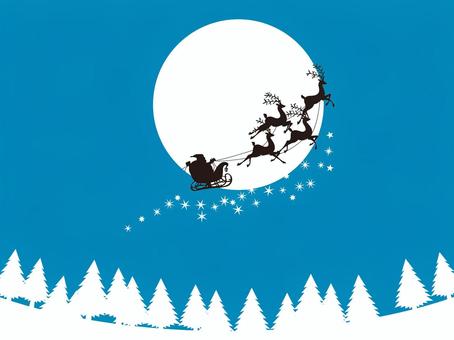 サンタさんのそり、黒地に白の分離のシルエットのイラスト素材・ベクター Image 67956728