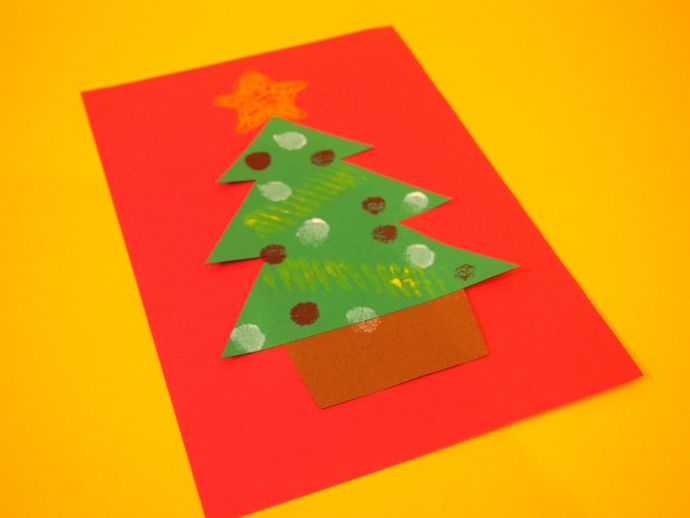 和紙ちぎり絵『プレゼントとクリスマスツリー』葉書サイズ原画 絵画 彩紘工房 通販 18485252Creema クリーマ