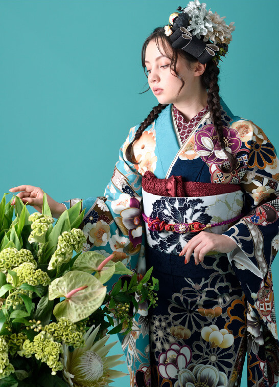 レトロモダン振袖成人式の振袖レンタル・前撮りは「ふりホ」写真スタジオのスタジオアリス