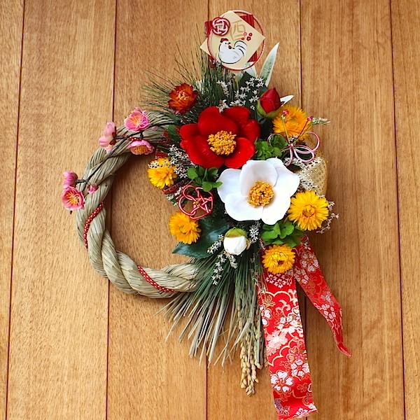 造花 YDM 水引リースアレンジ NAATW-003 しめ縄 正月飾り しめ縄リース完成品 : はなどんやアソシエ - 通販 -Yahoo!ショッピング