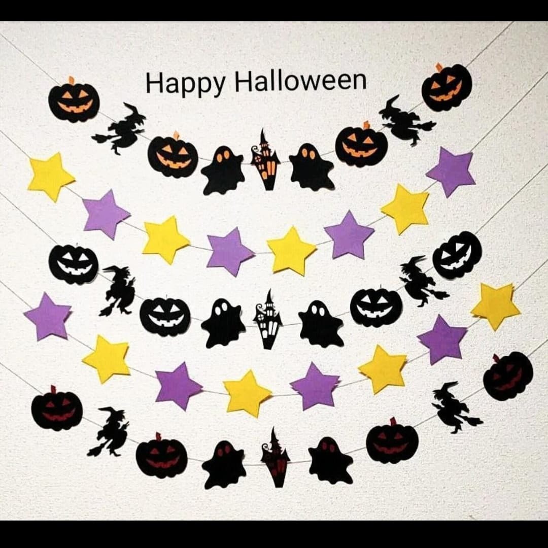 10月 壁面 ハロウィン 工作ネタ ハロウィン吊るし飾りHalloween Hanging Decorations 型紙あり10月秋壁面 飾り高齢者レク・保育知育創作OTかぼちゃのおばけ・ミイラ・コウモリ