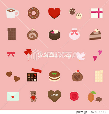 バレンタインデーのかわいい手描き線画イラスト素材セットのイラスト素材72344936- PIXTA